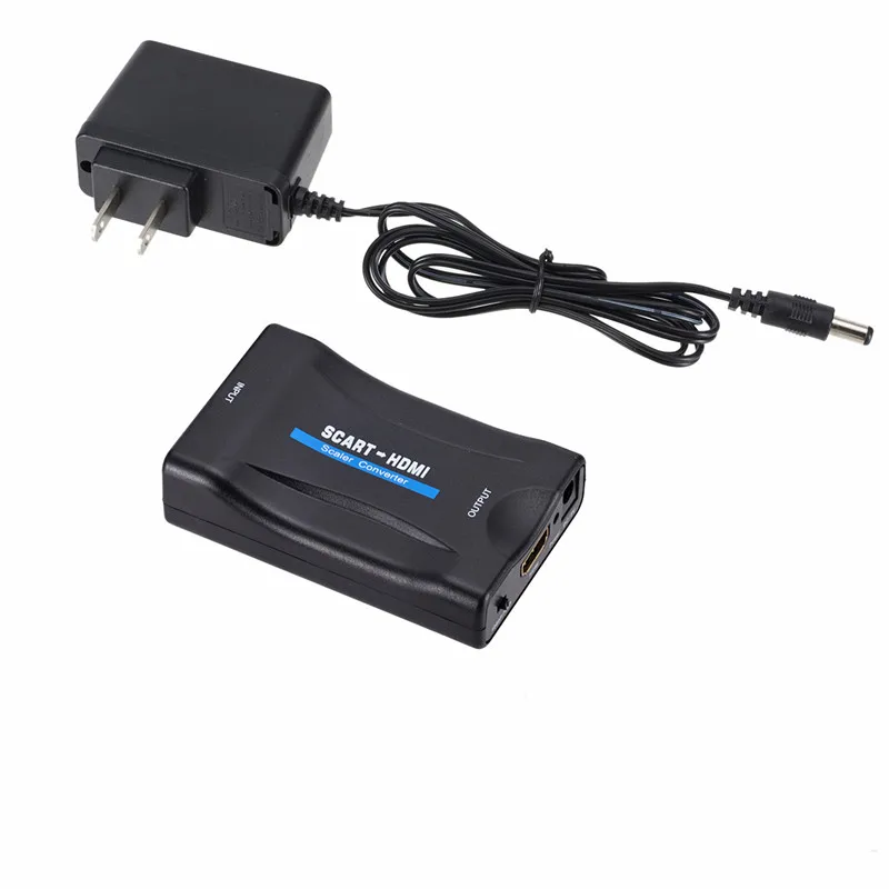 US Plug 1080P SCART в HDMI конвертер видео аудио высококлассные сигнальные адаптеры-конвертеры с зарядным адаптером кабель для Sky Box DVD STB - Цвет: US Plug