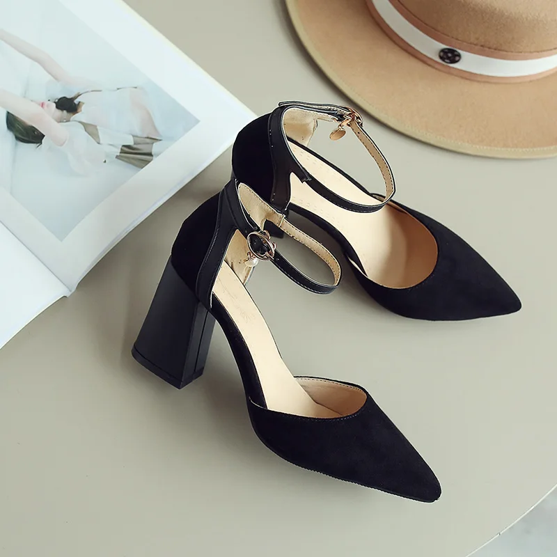ZawsThia/; chaussures femme; женские летние туфли-лодочки с ремешком вокруг щиколотки на высоком квадратном каблуке, украшенные жемчугом; женские босоножки; sandalias mujer; Размеры 33-46
