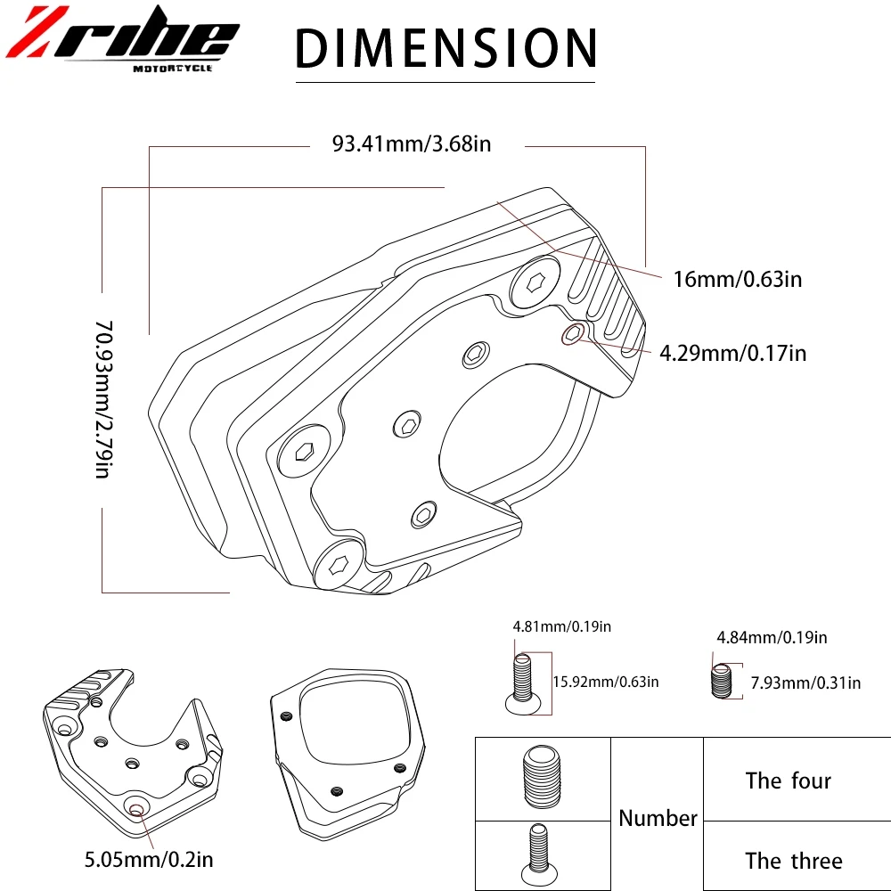 

For HONDA NC750X NC 750X NC750 X 2017 -2019 Motorcycle CNC Aluminum Side Stand Pad Plate Kickstand Enlarger Support Extension