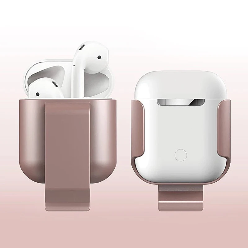 rose pink Силиконовый чехол с зажимом на талию для Apple Airpods i10 TWS Bluetooth наушники противоударный защитный чехол - Цвет: rose pink