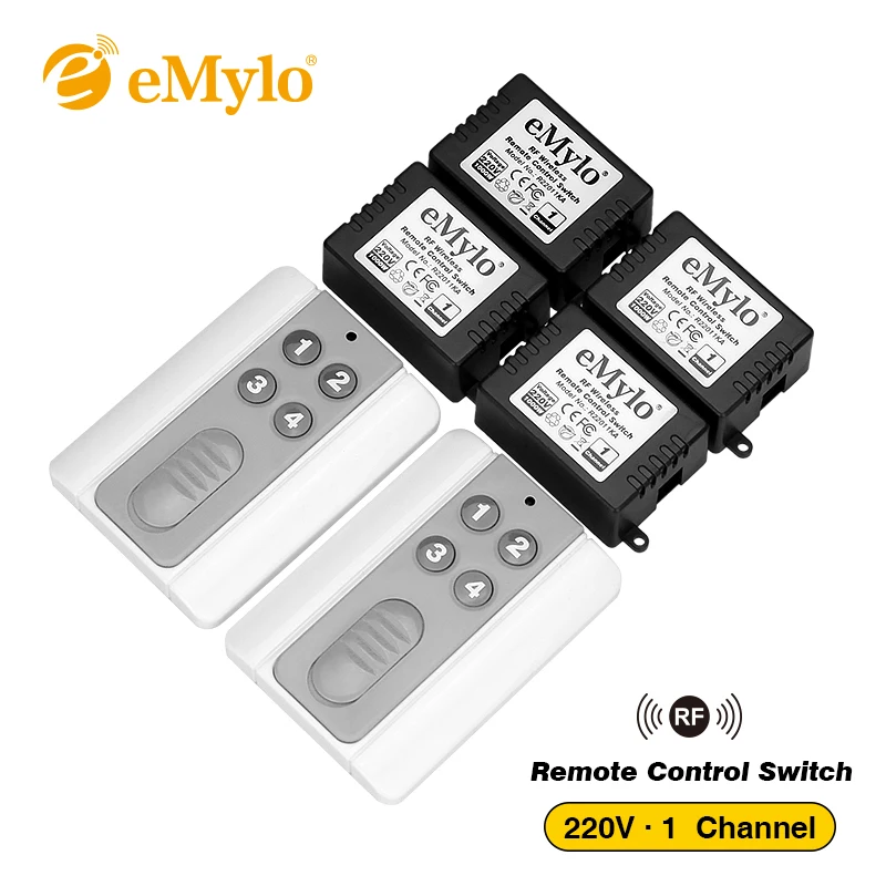 EMylo AC220V 1000W 4 кнопочный передатчик 4X 1 канальный реле смарт радиочастотный
