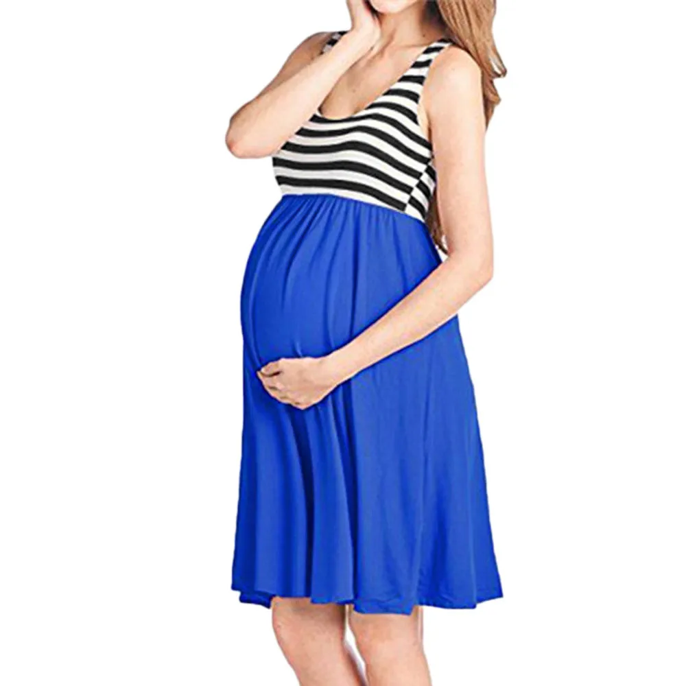 Женское платье для беременных новое модное женское без рукавов с круглым вырезом