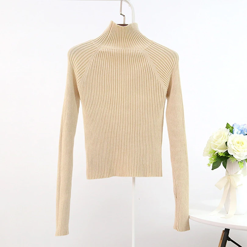 Зимняя модная одежда для женщин водолазка реглан вязаный укороченный топ модный