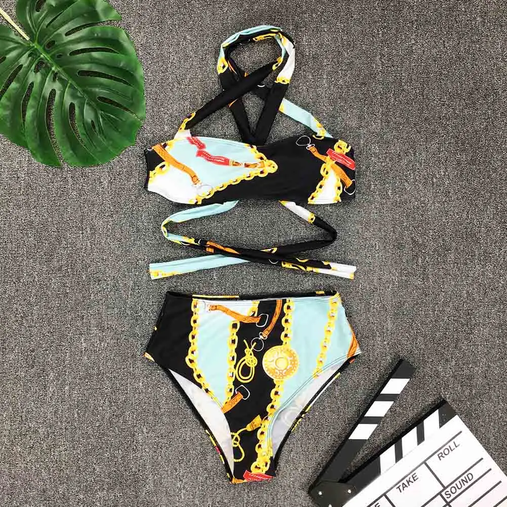 Хит Женский раздельный купальник перекрестный бандаж слинг бикини с трусиками