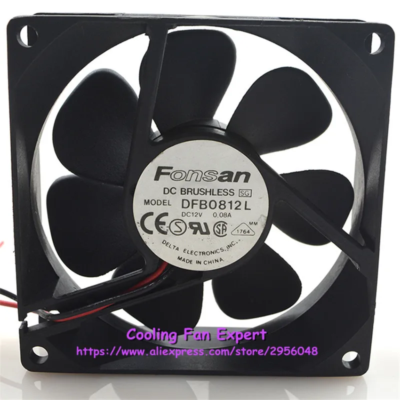 DFB0812L DC 12V 0.08A 8025 80*80*25 мм 2 провода двойной шаровой подшипник охлаждения осевой
