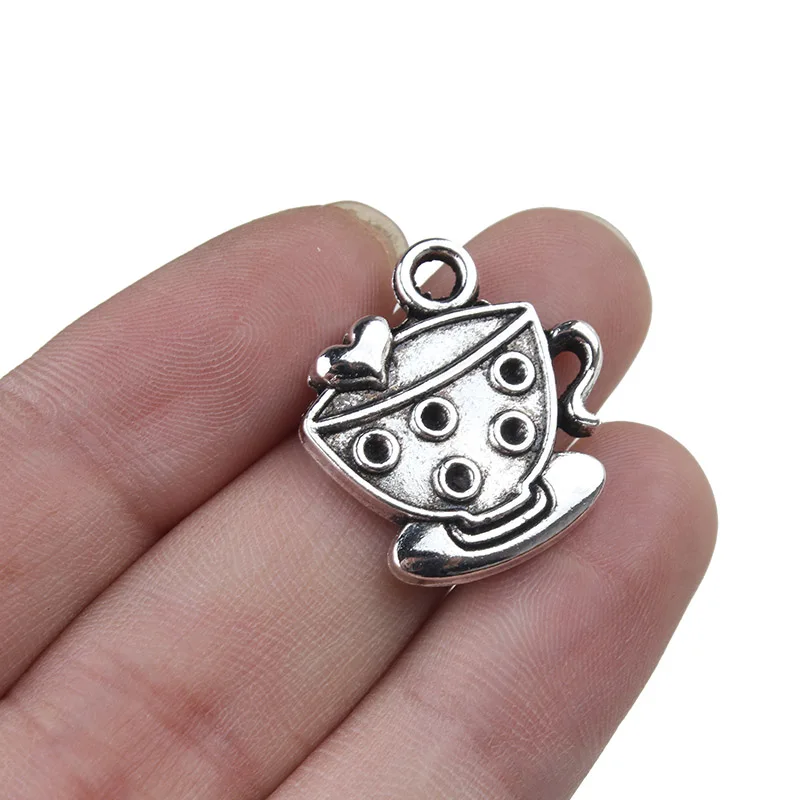 10 шт./лот подвески в форме чашки сердца античная тонна резная подвеска чашка кофе