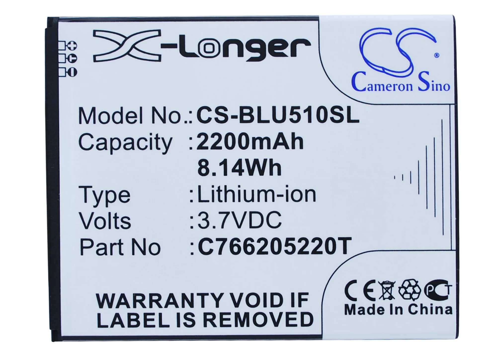 Кэмерон китайско 2200 мА/ч Батарея C766205220T для BLU D550 D550A D551A Studio 5 3 II|2200mah battery|cameron sinobattery