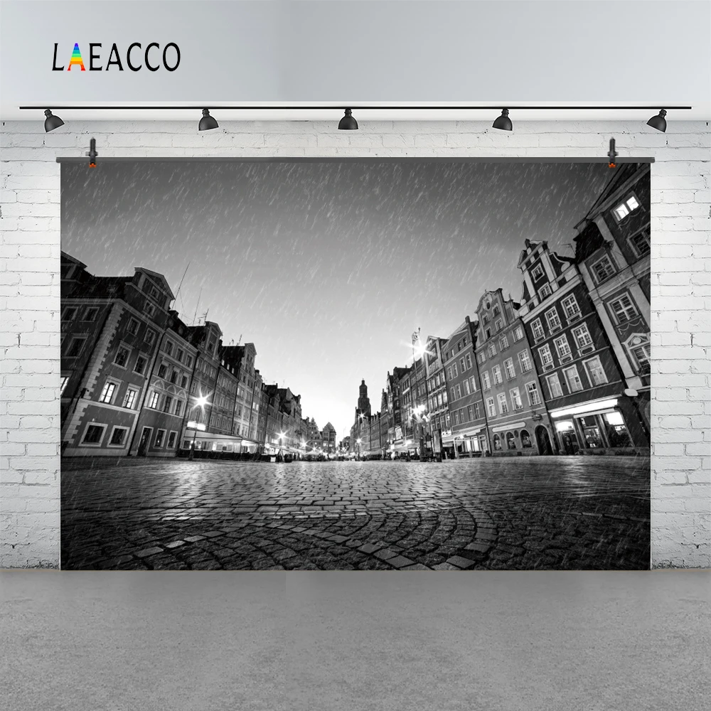 Laeacco City уличные здания Сумерки дождь свет живописные фотографии фоны