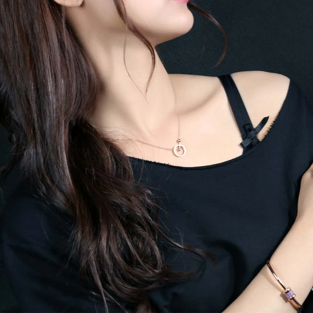 Женское Ожерелье из титановой стали под розовое золото|ball necklace|rose goldrose gold chain |