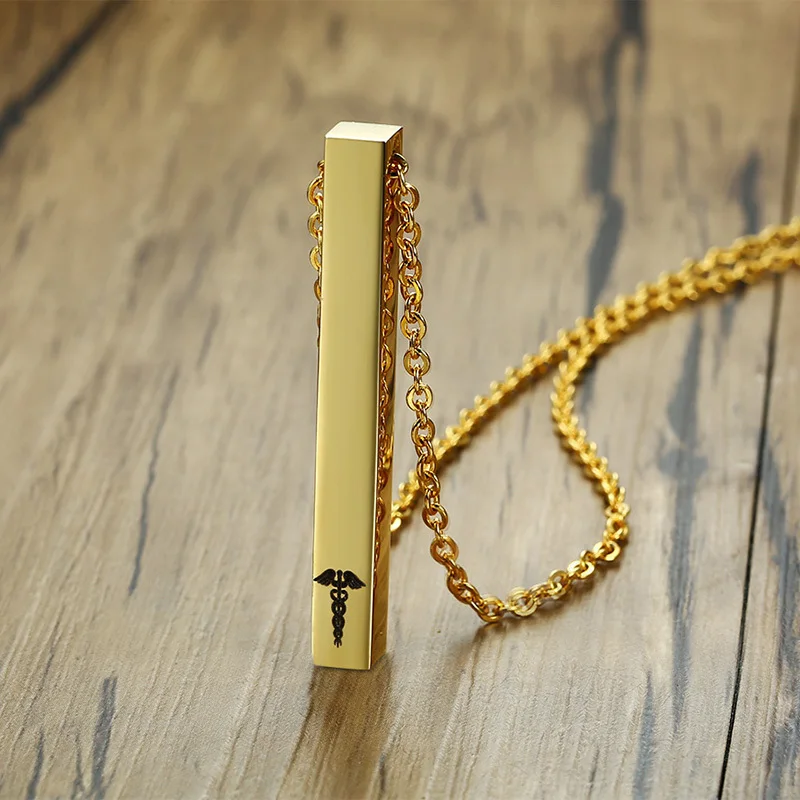 Ожерелье с подвеской для мужчин 4 сторонних бар медицинское оповещение