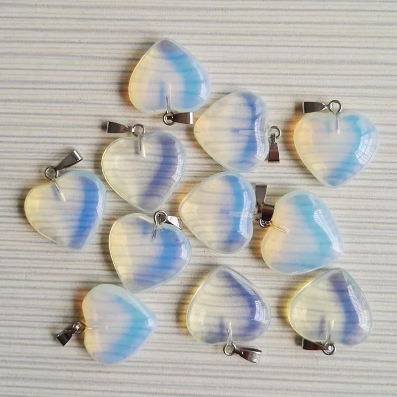 

Wholesale Fashion Hot Sell Natural Stone pendant Charm opal love Heart Pendants for jewelry making 50pcs/lot Free shipping