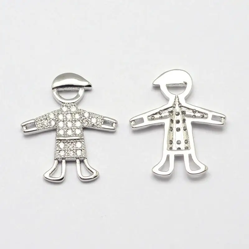 

Girl Boy Brass Micro Pave Grade AAA Cubic Zirconia Links, Cadmium Free & Nickel Free & Lead Free, Mixed Color, 18x16x2mm, Hole: