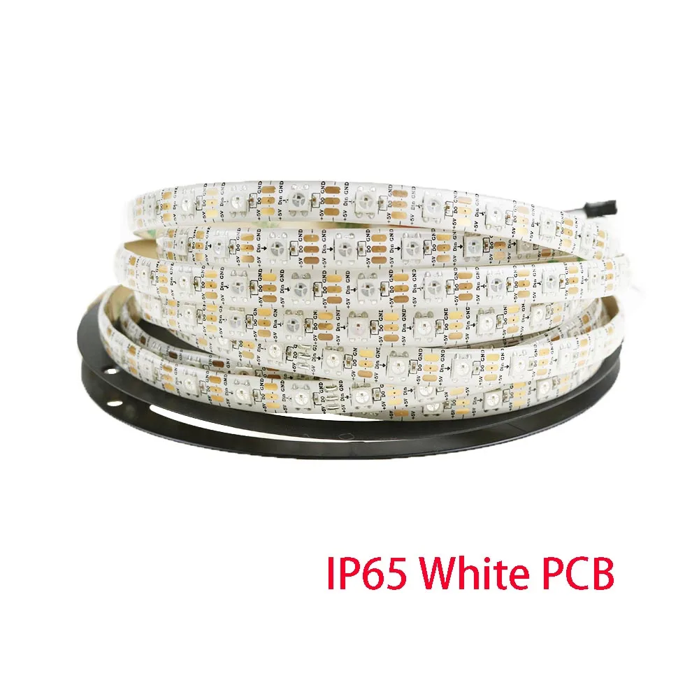 IP65 White PCB 1 М 5 М WS2812B светодиодные полосы 30/60/74/90/96/144 светодиодов DC5V dearm цвет пикселя полоса Черный Белый PCB WS2812 IC мульти модель быстрый корабль светодиодная лента светодиодные ленты KH - Испускаемый цвет: IP65 White PCB