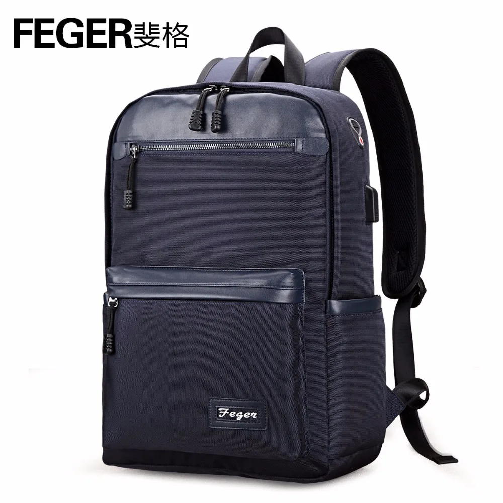 FEGER мужской рюкзак модные школьные сумки для ноутбука мальчика usb зарядка