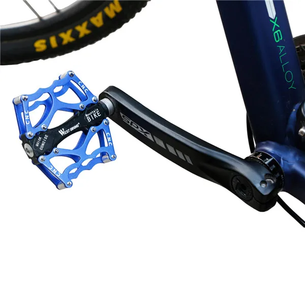 WEST BIKING педали для велосипеда из алюминиевого сплава, педали для горного велосипеда, профессиональные велосипедные педали, велосипедные педали - Цвет: blue