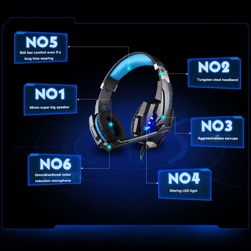 Новые игровые наушники KOTION EACH G9000 с глубокими басами стереонаушники для