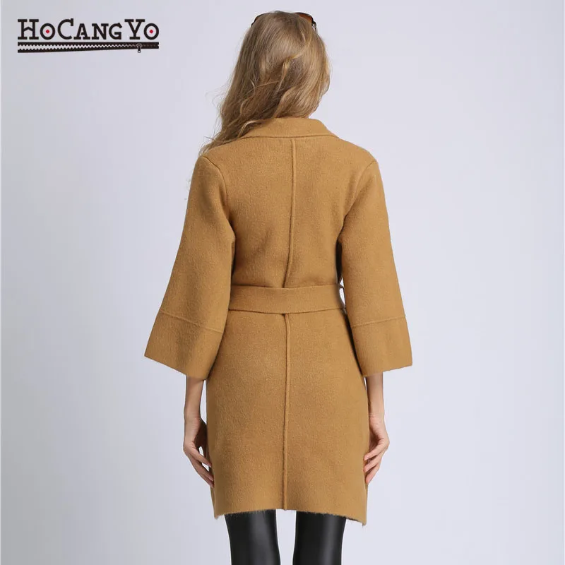 HCYO Sash Elastic Ladies Cardigans Winter Sweater Women Jumpers Elegant Warm Cardigan 2018 Autumn Soft Overcoat |