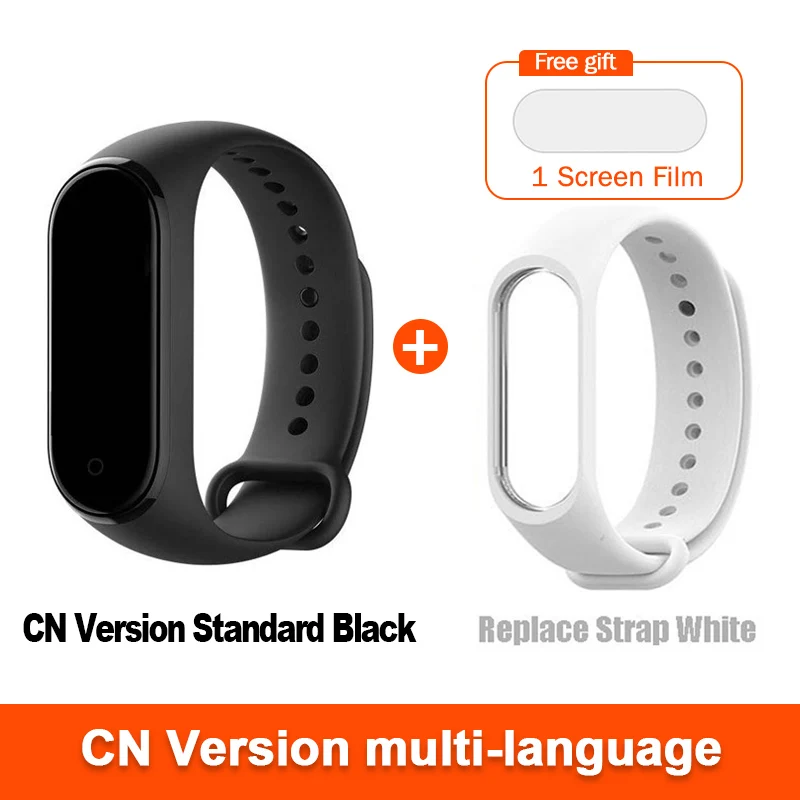 CN Add White Strap Глобальная версия опционально Xiaomi mi Band 4 умный Браслет Пульс фитнес 135 мАч большой цветной экран Bluetooth 5,0 mi band - Цвет: CN Add White Strap
