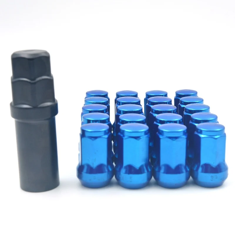 BLUE 20 шт 32 мм M12 x 1,5 1,25 золотого цвета, стальные гайки для колес автомобиля, гайки для Toyota Honda Nissan Mazda - Название цвета: BLUE