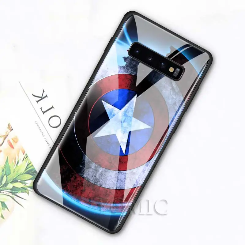 Чехол из закаленного стекла для samsung Galaxy S10e S10 S8 S9 Plus Note 9 10 A50 A70 чехол для телефона Марвел Мстители Железный человек Капитан Америк