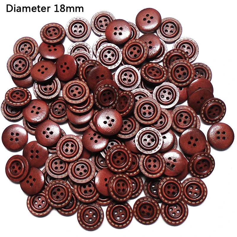 

30PCs 50PCs 100PCs Brick Round Hat Laser Dashed Wooden Buttons 4 Holes 13mm 15mm 18mm DIY Sewing Scrapbooking For Lady Handmade