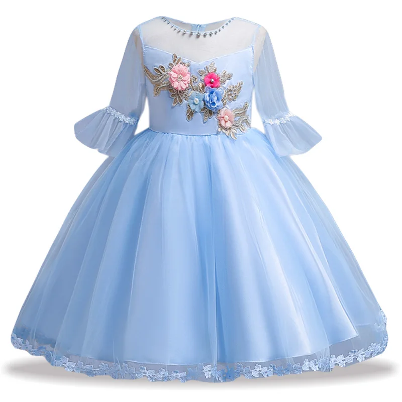 Новое Кружевное платье принцессы с цветочным рисунком 2018 рождественское для