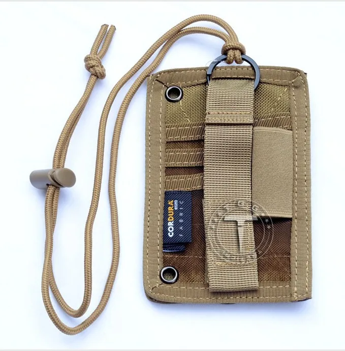 TAN TTGTACTICAL высокое качество военные энтузиасты Тактический ID держатель для карт Органайзер патч держатель Бейджа с шейным шнурком черный/коричневый - Цвет: TAN