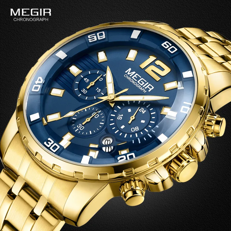MEGIR Chronograph Quartz Men Watch Top Brand Luxury Army Military Wrist Watches Clock Relogio Masculino Business Wristwatch | Наручные