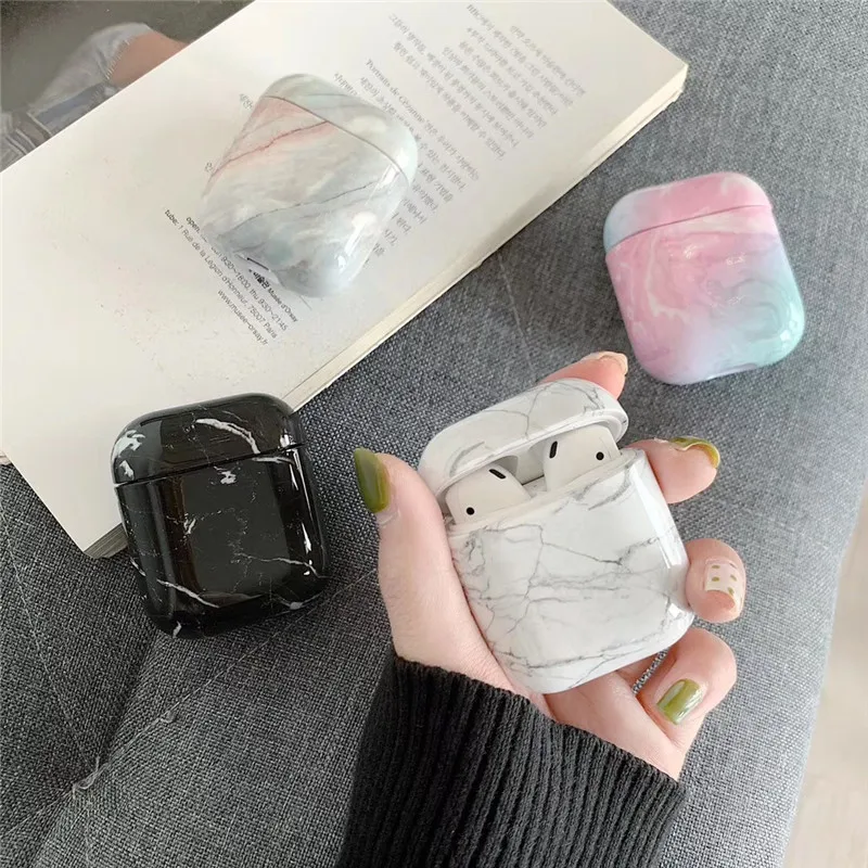 Защитный чехол для наушников Airpods с мраморным узором путешествий классический