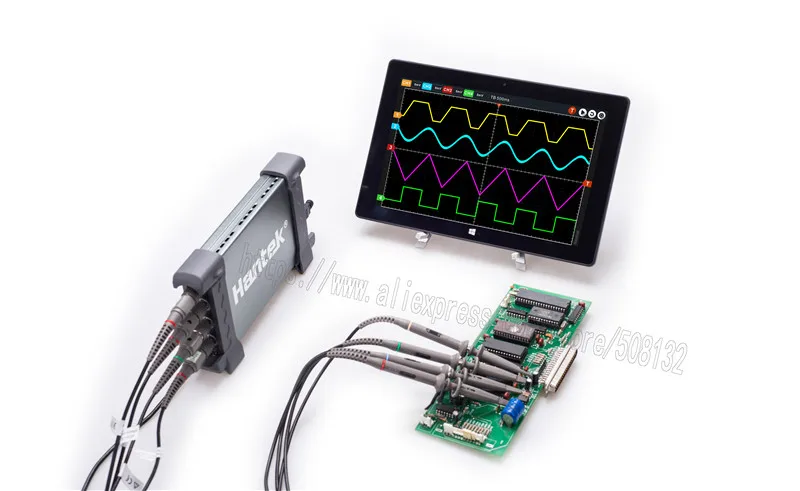 Hantek 6074BE/6104BE/6204BE/6254BE 4 канальный портативный осциллограф виртуальный с цифровым