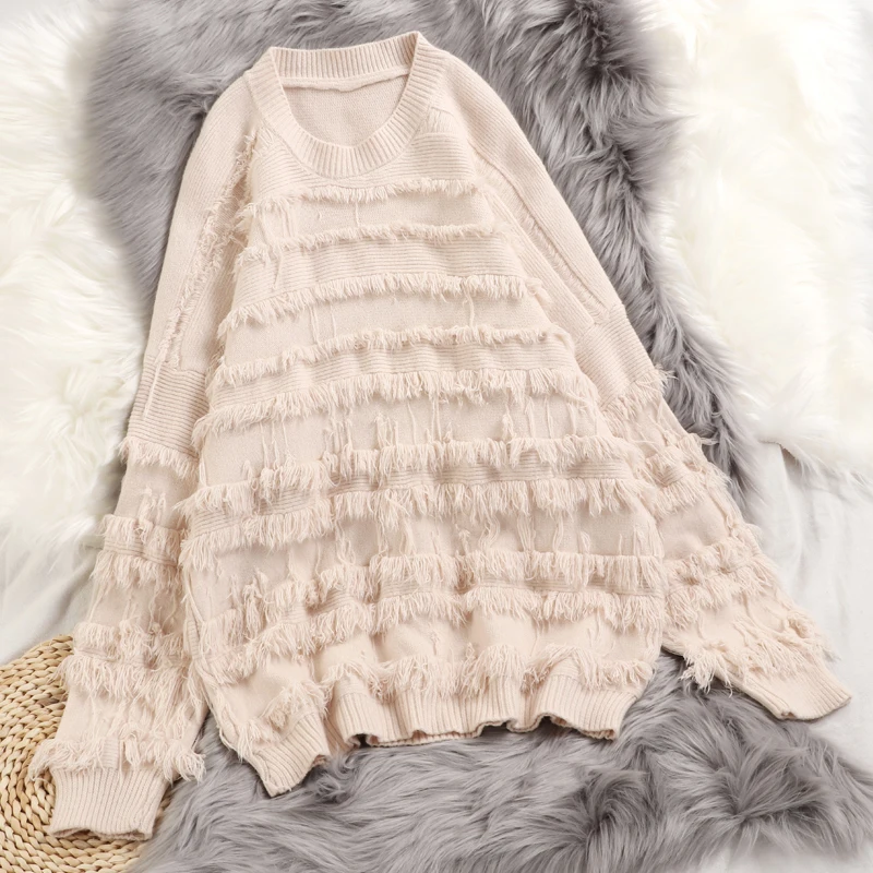 Женский Однотонный свитер Shellsuning вязаный пуловер большого размера на осень и