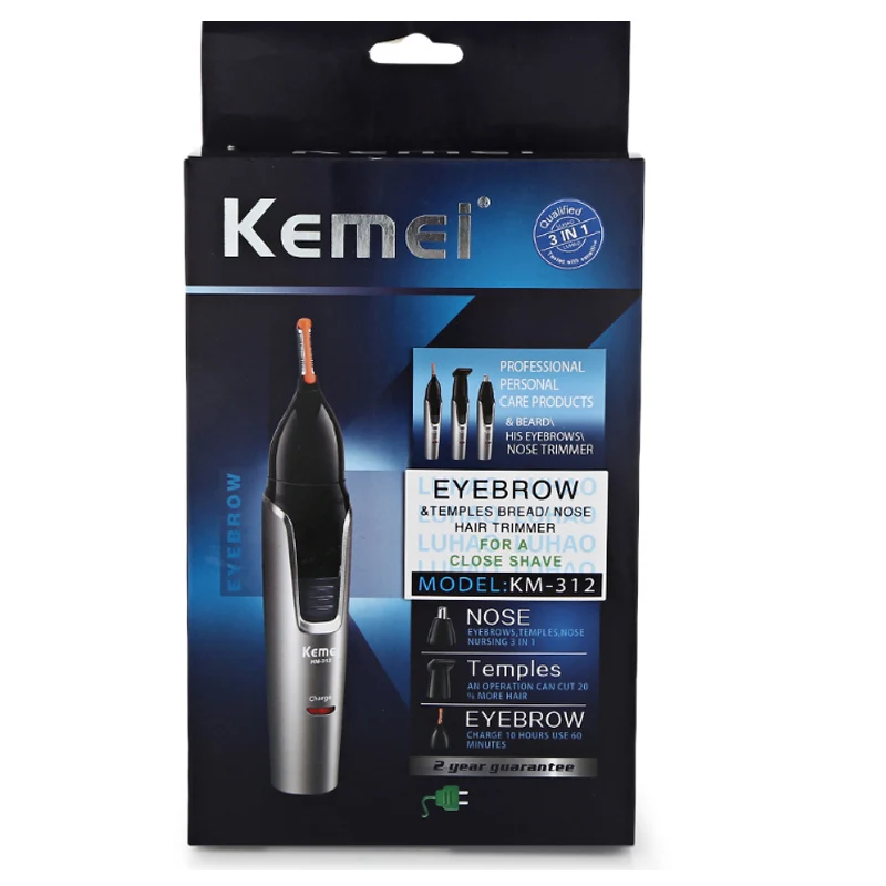 Мужской триммер для носа и бороды Kemei 3 в 1 перезаряжаемая машинка стрижки волос