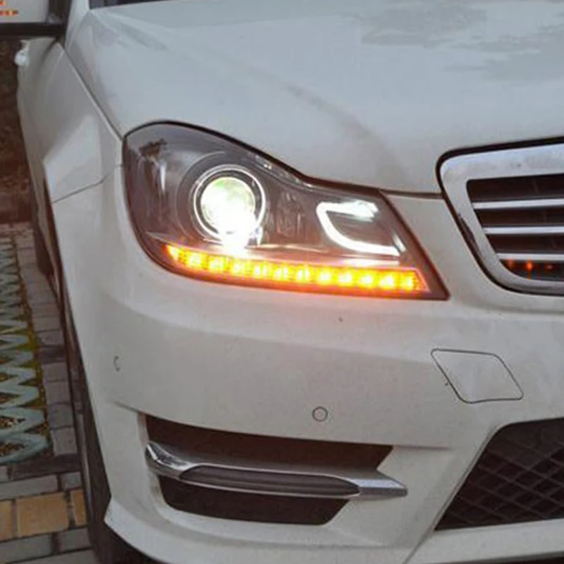 Hlxg для Mercedes Benz W204 2011 2012 2013 светодиодный автомобиль фары в сборе t10 drl поворотники