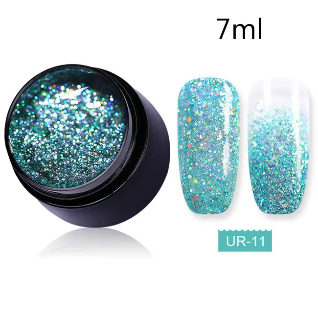 7ml color 11 Ur Sugar 7,5 мл голографический Блестящий Гель-лак для ногтей розовый золотой и серебряный цвета Блестящие Блестки гель замочить УФ-гель для дизайна ногтей лак - Цвет: 7ml color 11