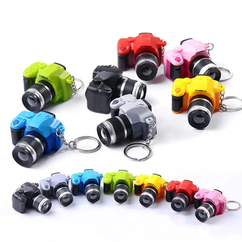 Creative Super Mini Sound Camera LED Keychain Pendant Cute DIY Art Craft Plastic Key Ring Decor New Year Valentine Birthday Gift