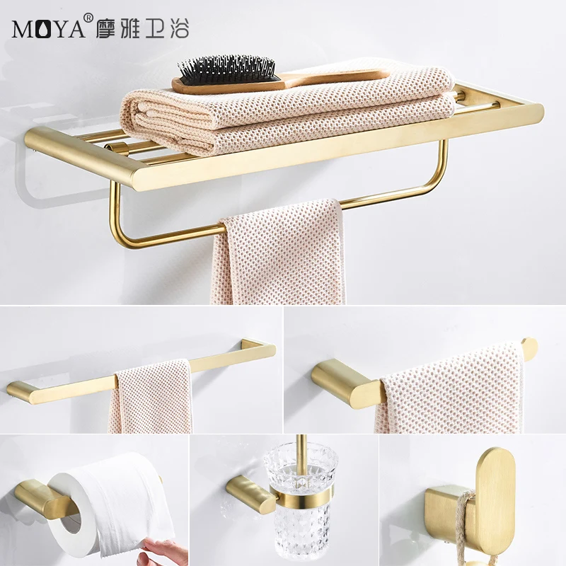 Набор инструментов для ванной комнаты из золотистой нержавеющей стали в