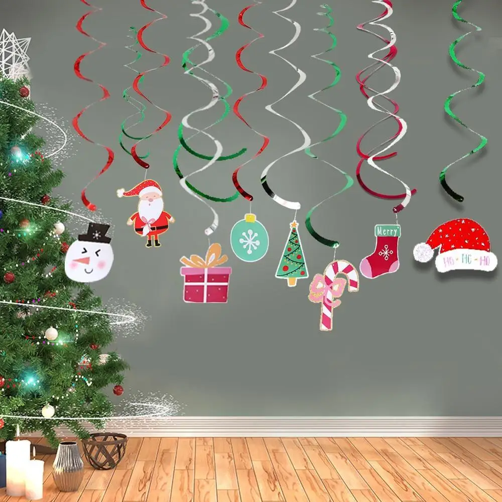 Рождество Hinging фольга спираль вихревое украшение снеговики елки Санта Клаус