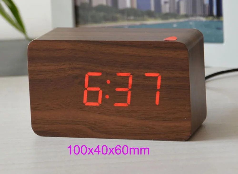 Hot voice-activated clock blue luminous alarm clocks touch sensor silent digital Relogio Despertador wood LED | Дом и сад