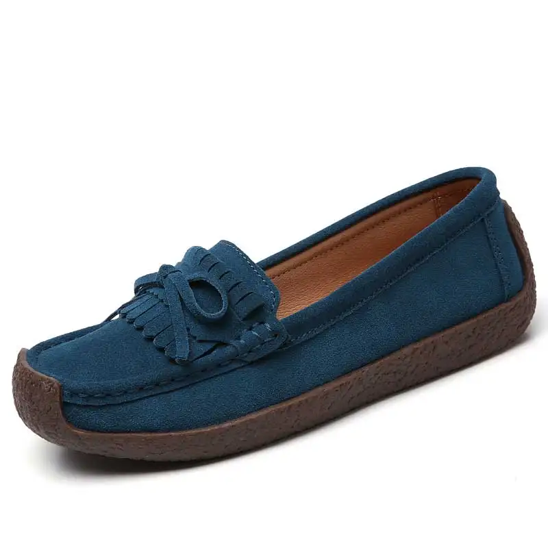 Spring Autumn Women Loafers Women's Flats Genuine leather Shoes Woman Moccasins Lady Slip On Suede Shoe zapatillas mujer WSH3218 | Обувь