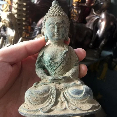 Редкая старинная буддийская из бронзы скульптура тибетские статуи бодхисаттс Скульптура - Цвет: Светло-зеленый
