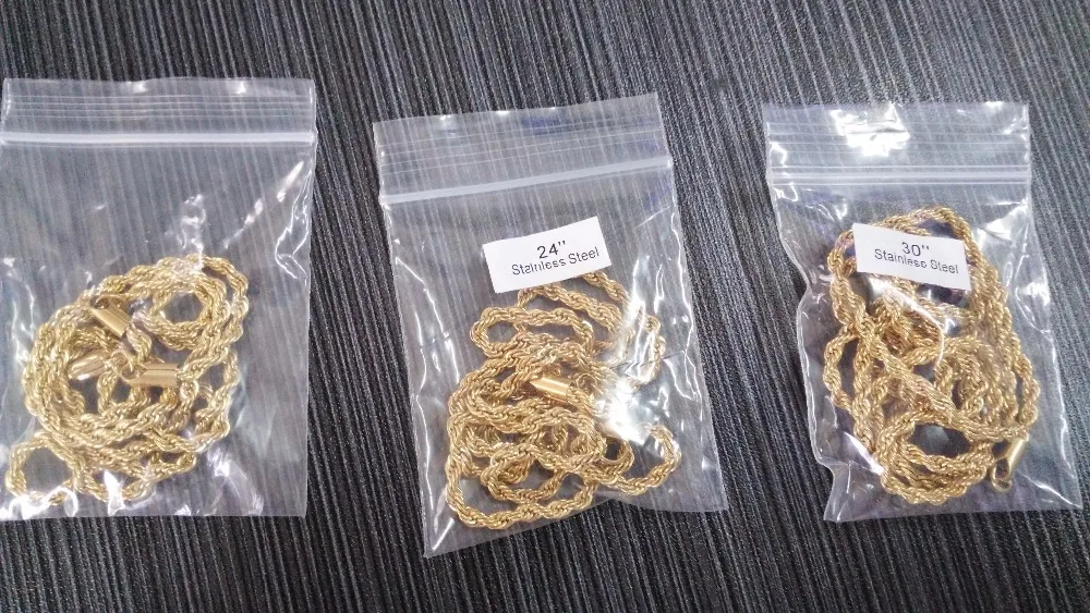 Hip Hop Stainless steel Rapper's 3mm 20/24/30&quot Rope Chain Mens Gold silver color Filled Chains Necklace | Украшения и