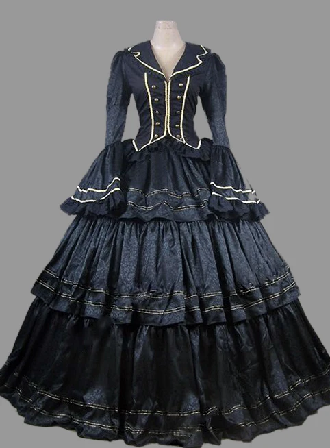 Гражданская война Викторианский парча бальное платье период выпускного вечера