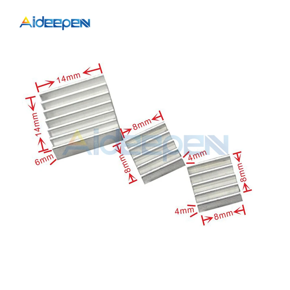 

5Set/lot 3Pcs/set Adhesive Raspberry Pi 3 Heatsink Cooler Pure Aluminum Heat Sink Set Kit Radiator for Cooling Raspberry Pi 2 B