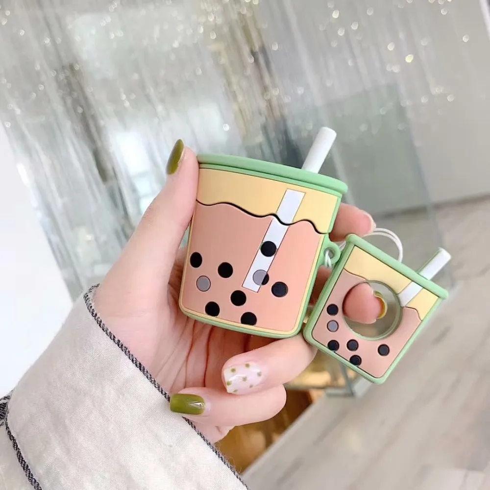 Чехол для Apple Airpods 1 2 с милыми рисунками из мультфильма «Мы Голые Медведи», с жемчужинами, молочными пузырьками, чашками для чая и напитков, беспроводными наушниками