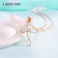 ladychic trendy infinite crystal pendant necklaces for women gold color long chain zircon necklace party festival jewelry ln1065