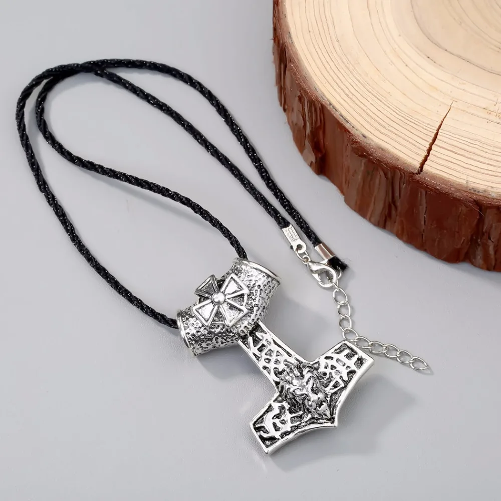 Kinitial Мода Викинг миф Тор молоток Норвегии магия крест кулон Цепочки и ожерелья