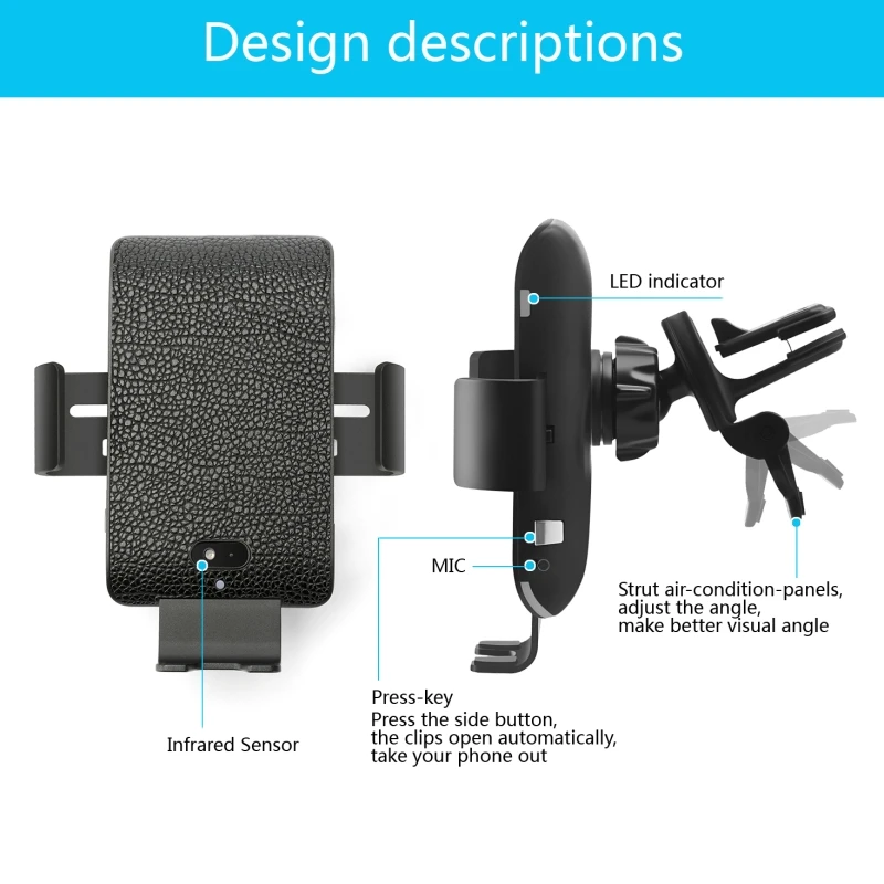 HAWEEL 10W кожаное автомобильное беспроводное зарядное устройство для iPhone/Galaxy/huawei и