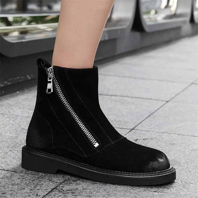 Женская обувь FEDONAS Повседневная Теплая на молнии с закругленным носком толстом