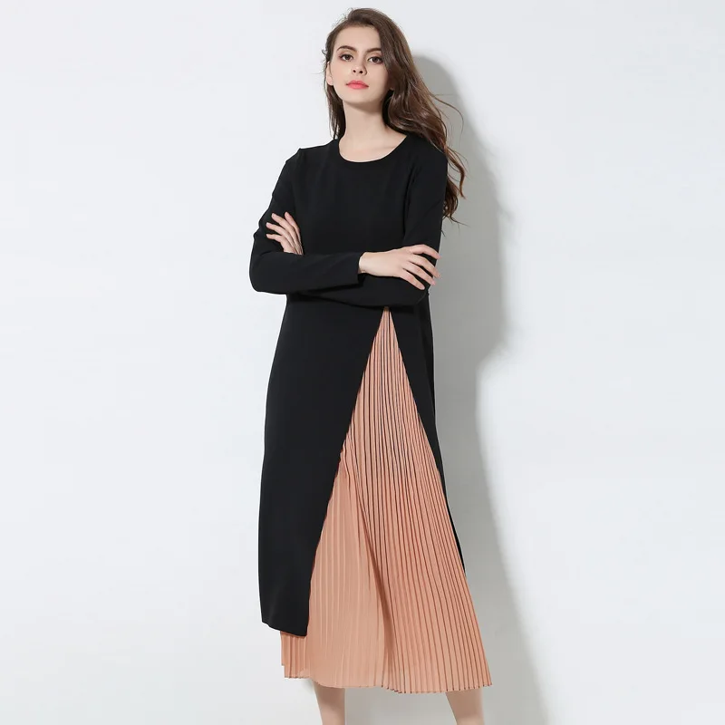 2017 весеннее женское длинное платье большого размера комплект из двух предметов с