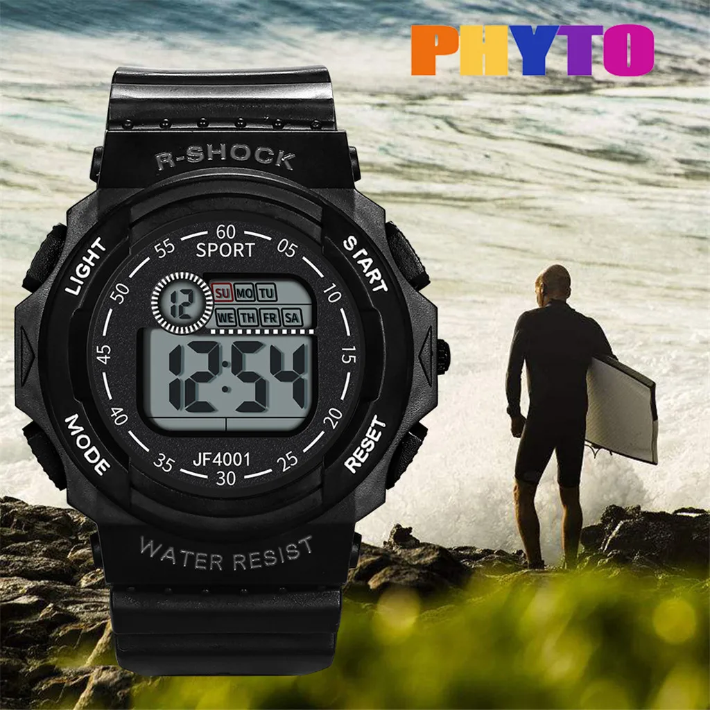 Модные Повседневные Брендовые мужские часы PHYTO с цифровым пластиковым ремешком